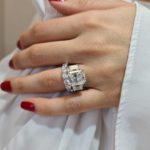 Three Stone Engagement Ring with Wedding Eternity Band Image