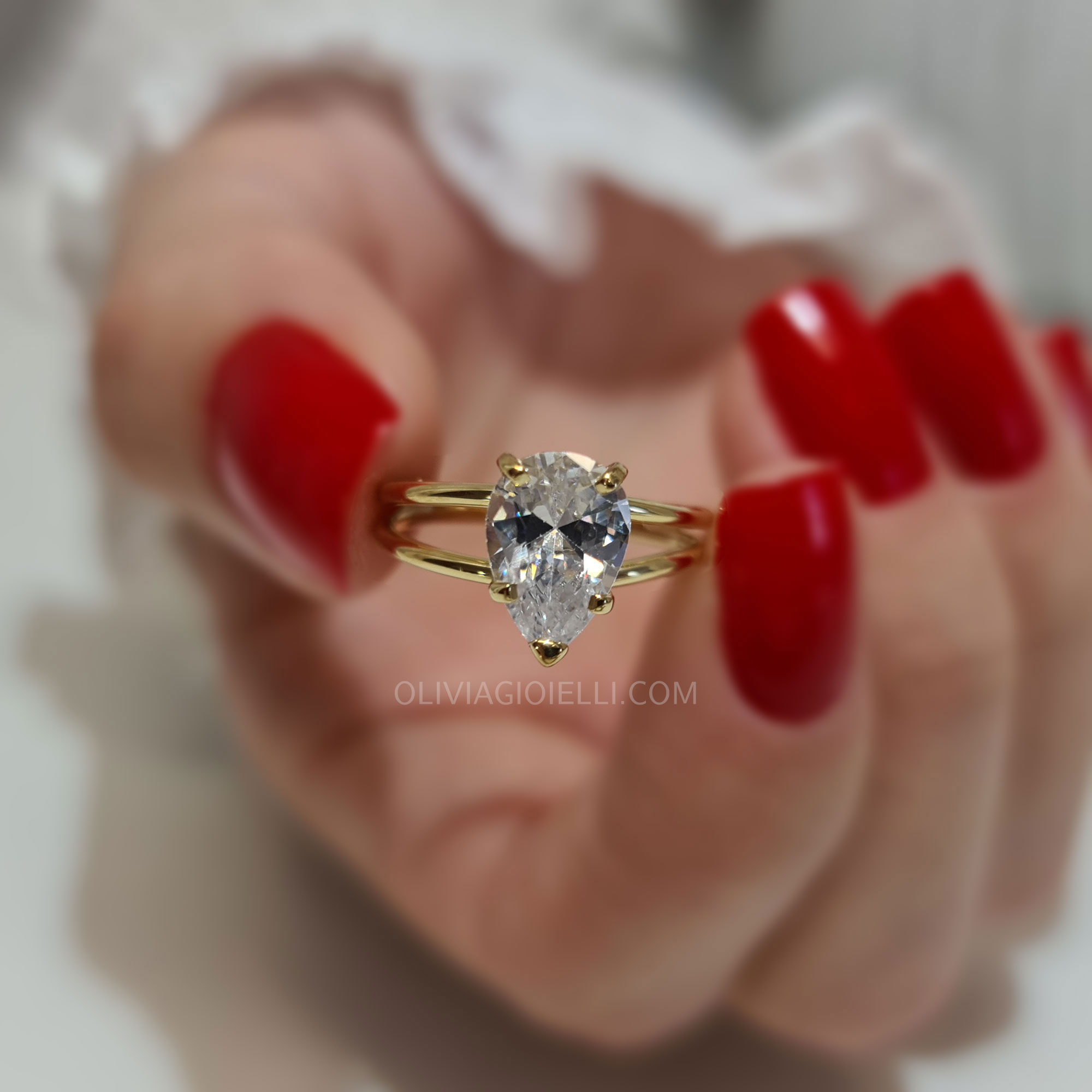 Diamond Pear Shaped Engagement Ring