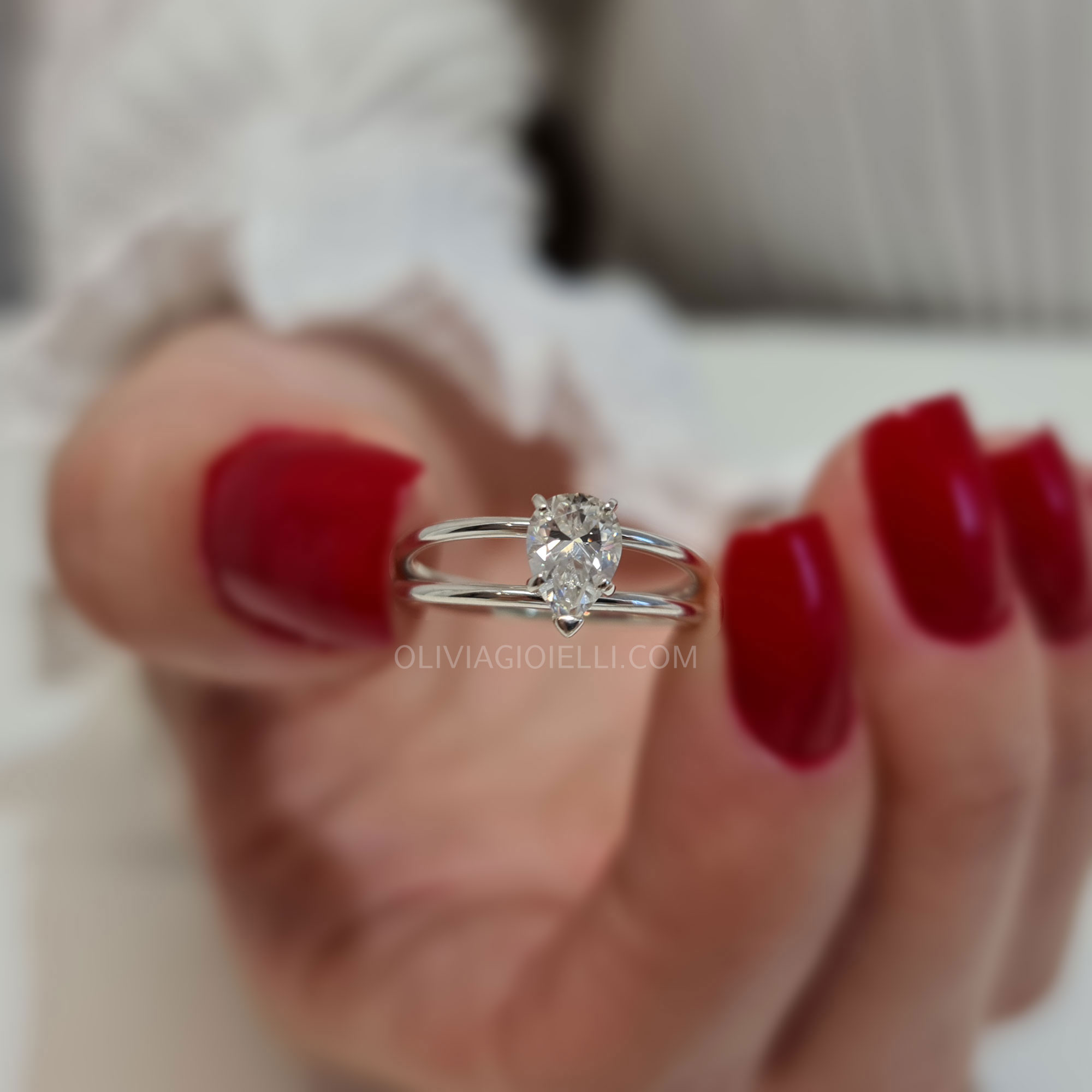 Split Shank Pear Shaped Engagement Ring