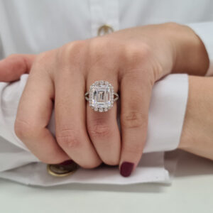 Emerald Cut Halo Diamond Engagement Ring