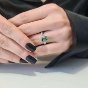Emerald Cut Engagement Ring with Wedding Eternity Band
