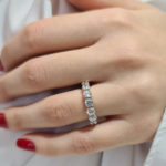 Full Moissanite Eternity Wedding Band Ring, Lily Image