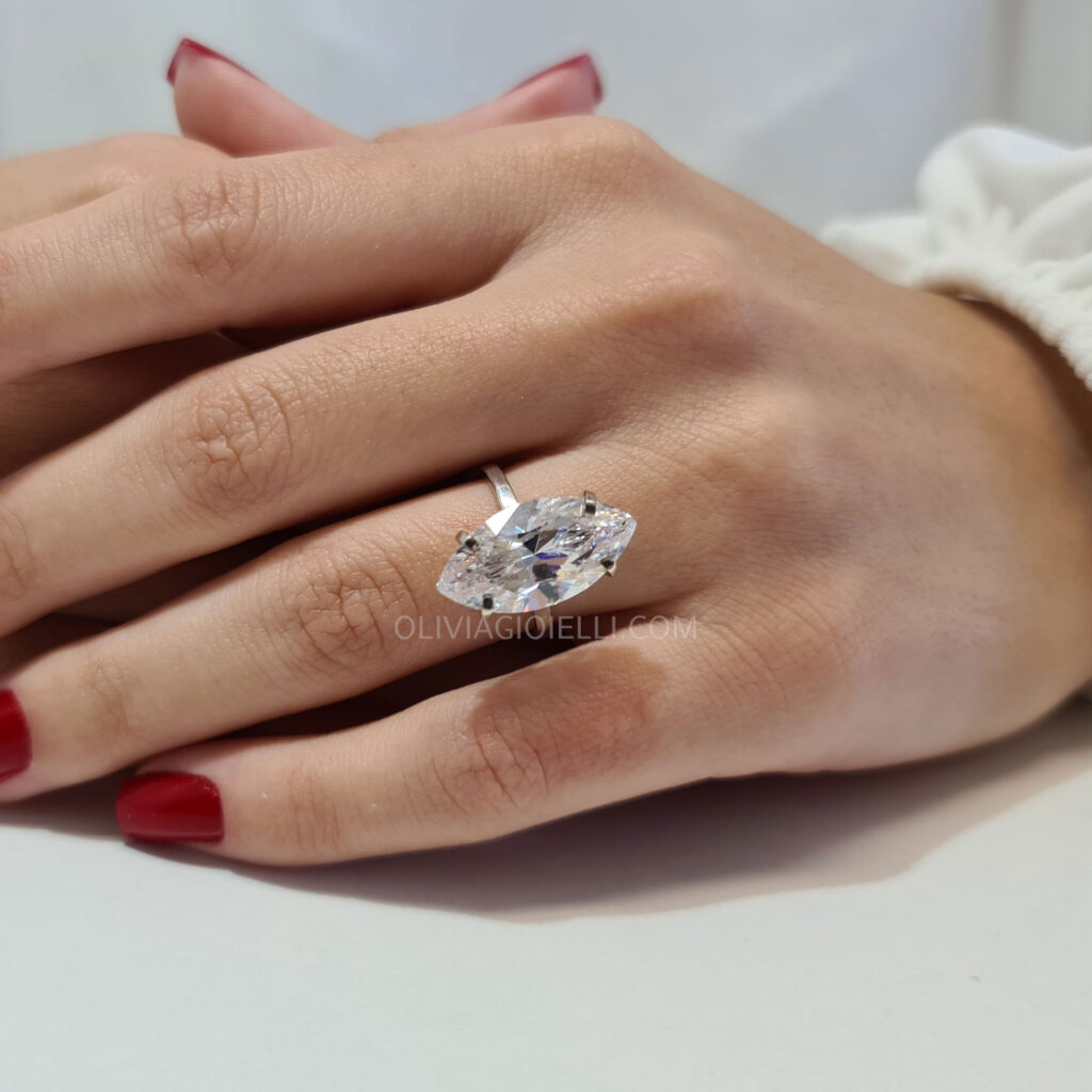 8 carat Moissanite Marquise Engagement Ring,18k Gold-Sirina
