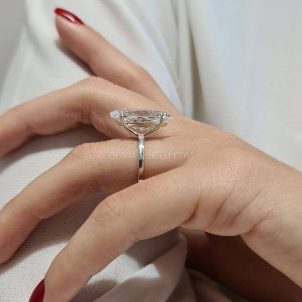 8 carat Moissanite Marquise Engagement Ring,18k Gold-Sirina