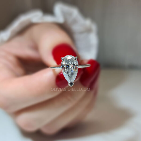 Elongated Pear Engagement Ring