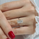 3.0ct Elongated Emerald Cut Moissanite Engagement Ring, Daniella Image