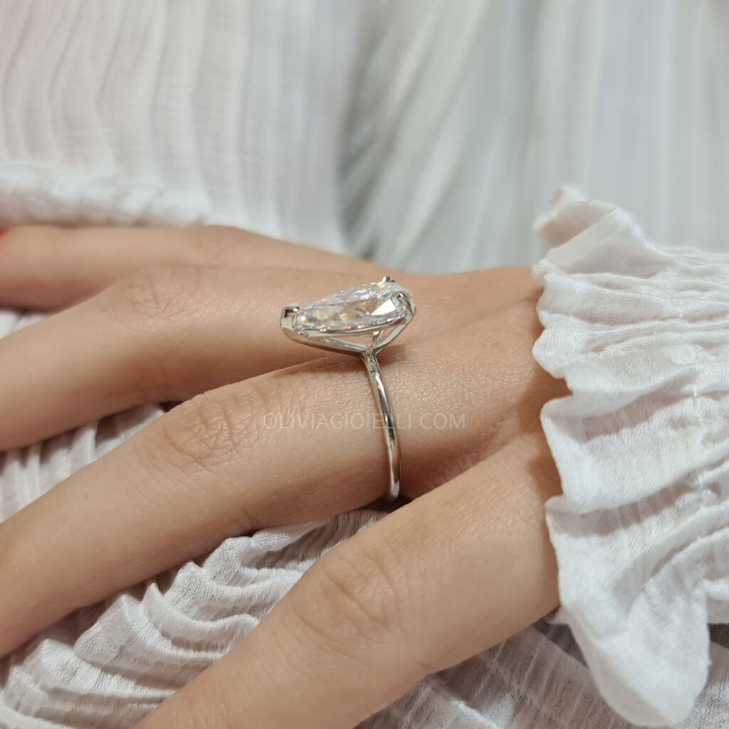 Elongated Pear Shaped Engagement Ring