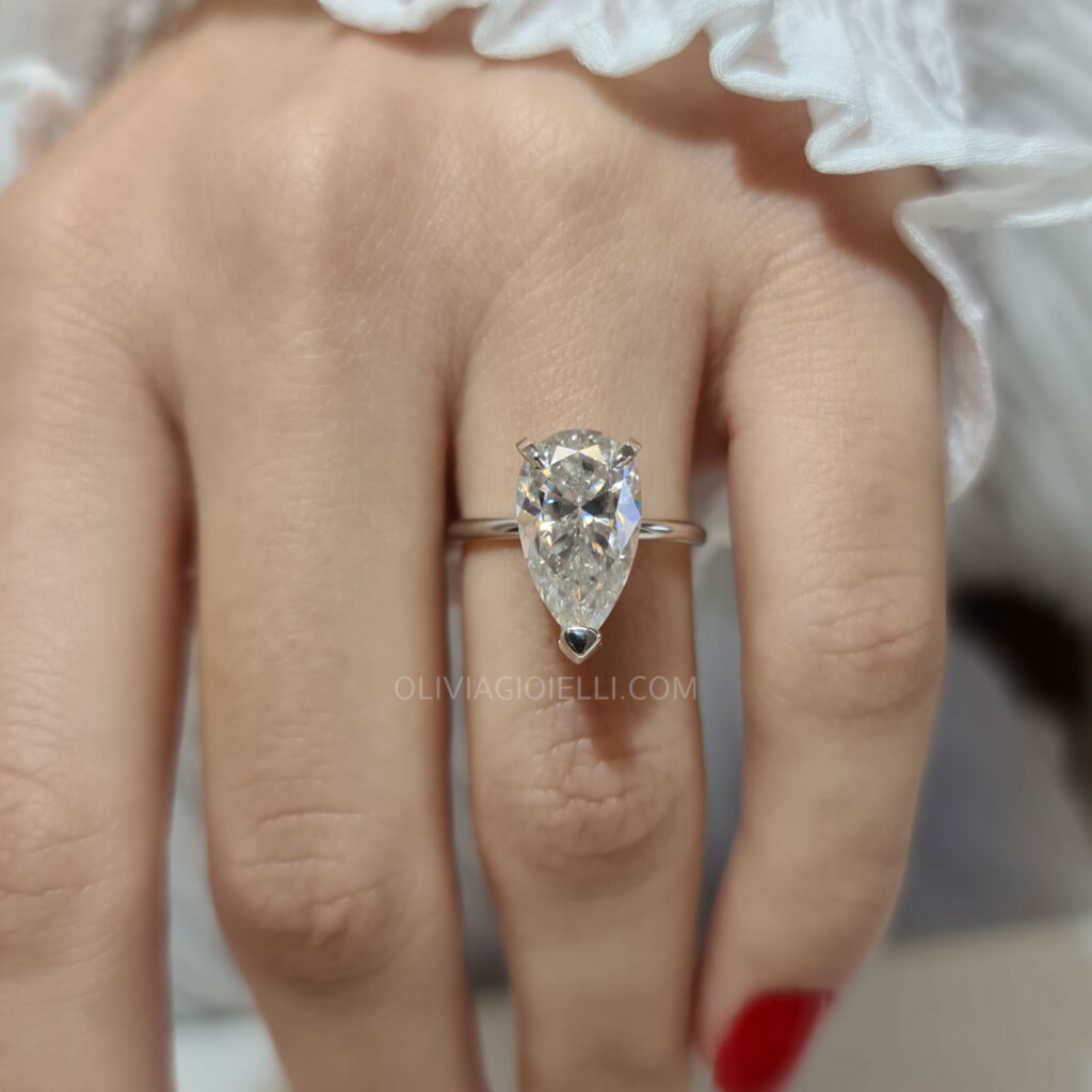 Elongated Pear Shaped Engagement Ring
