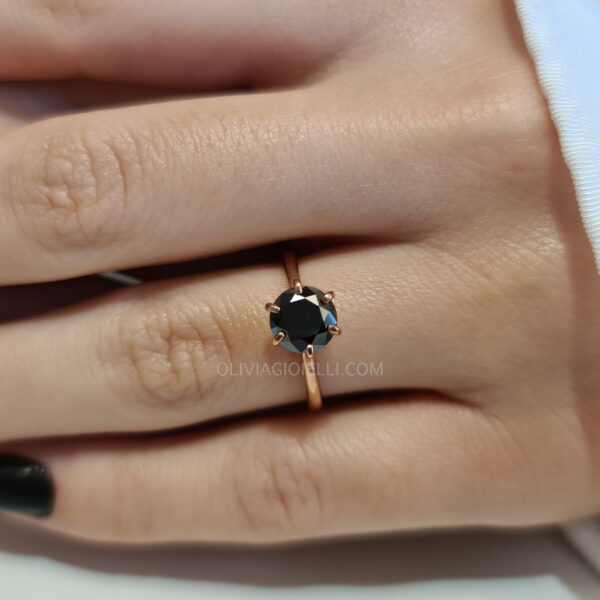 Black Diamond Ring in Rose Gold