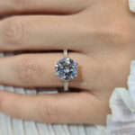 Round Cut Solitaire ring with Diamond Pave Band Image