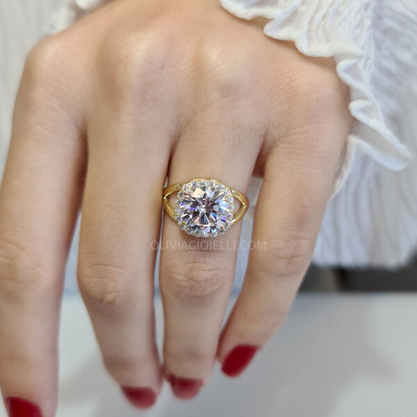 Split Shank Moissanite and Diamond Engagement Ring