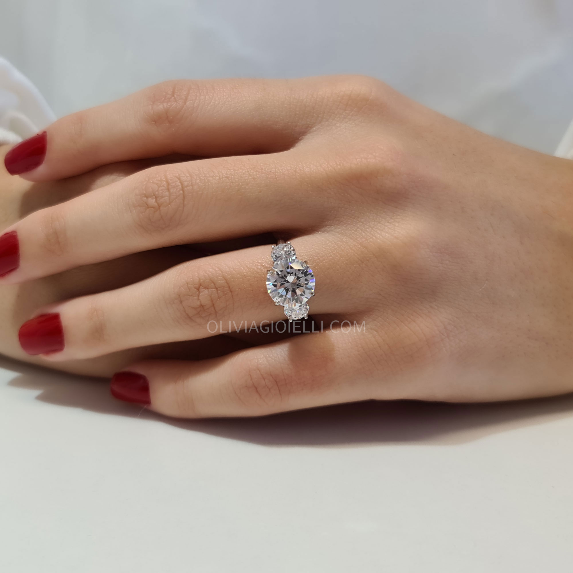 Three-Stone Round Diamond Engagement Ring