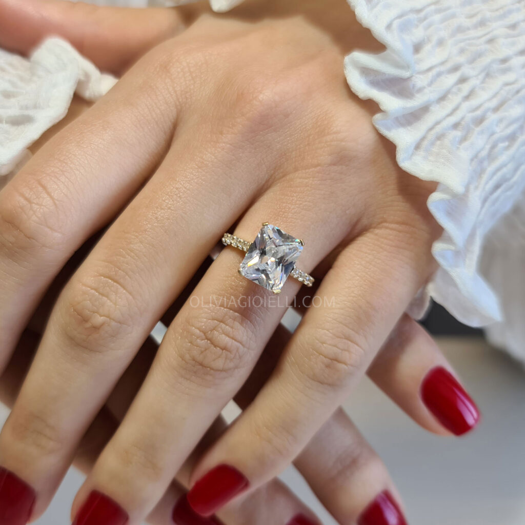 4 carat Radiant Cut Pave Diamond Engagement Ring