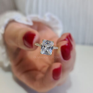 4 carat Radiant Cut Pave Diamond Engagement Ring