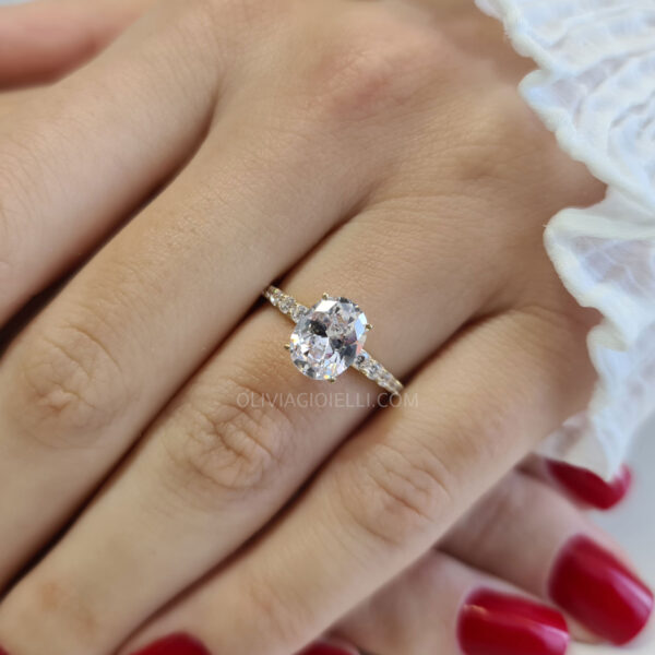 2 carat Oval Diamond Pave Engagement Ring
