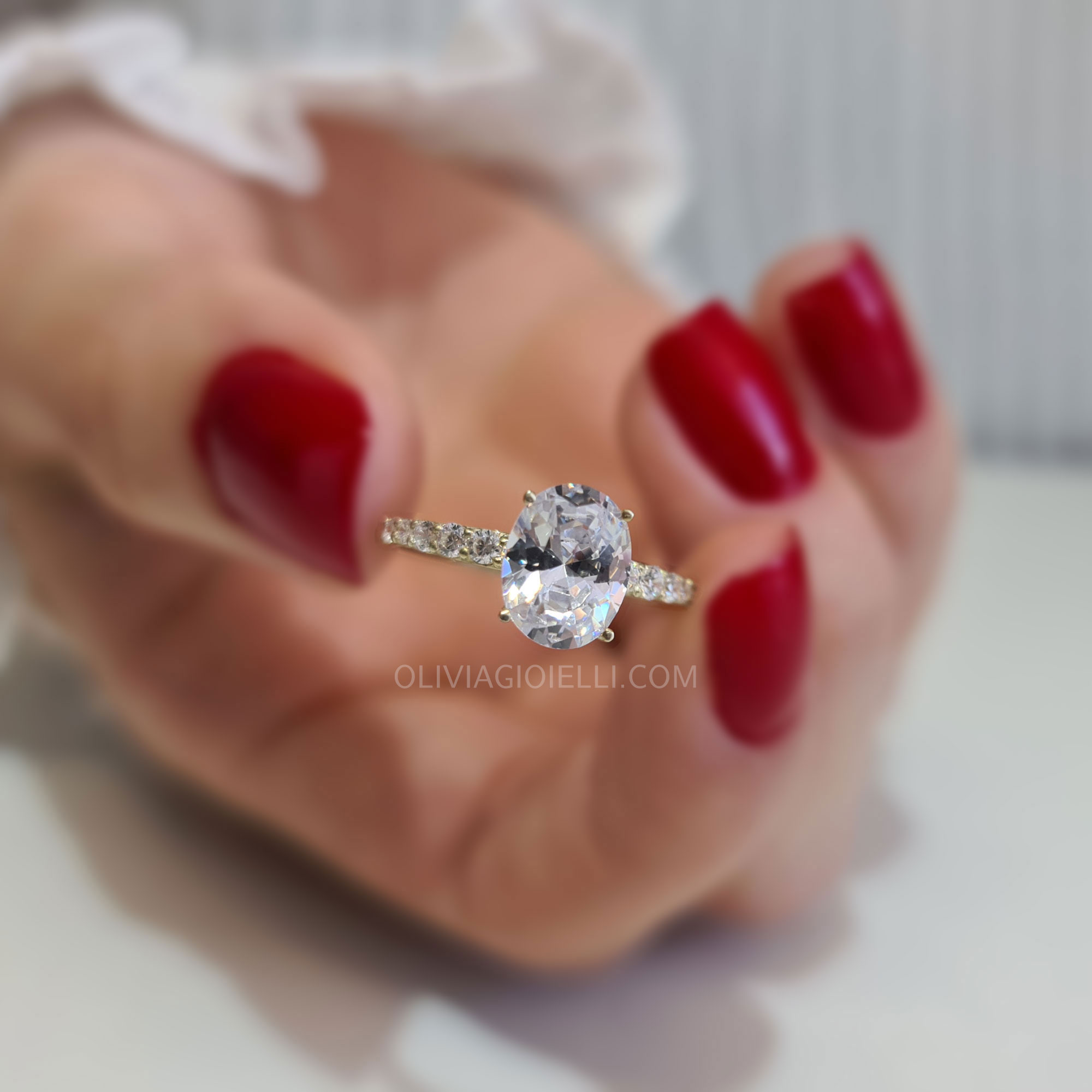 2 carat Oval Diamond Pave Engagement Ring