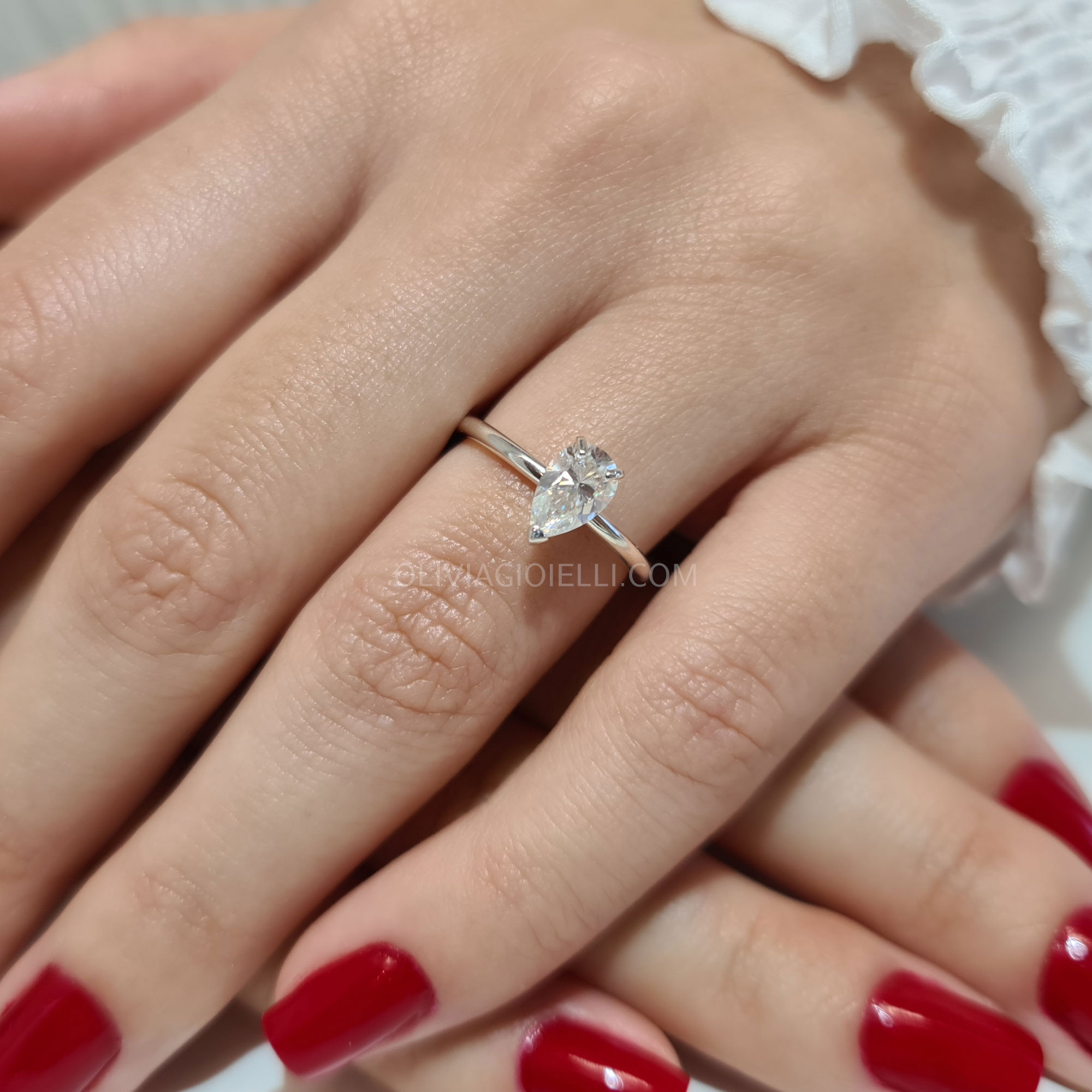 1 carat Pear Shaped Diamond Engagement Ring