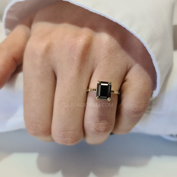Unique Diamond Engagement Ring with Black Diamond Accents
