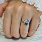 Sapphire & Diamond Cluster Engagement Ring - 18k Gold - Divina Image