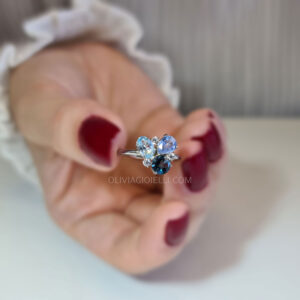 Sapphire & Diamond Cluster Engagement Ring