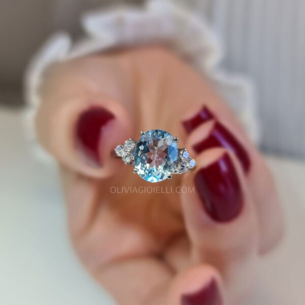 Topaz with Diamond Engagement Ring