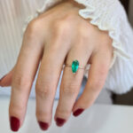 Green Genuine Emerald Halo Engagement Ring - Naomi Image