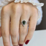 Green Sapphire & Diamonds Ring Set in 18k Solid Gold - Giulia Image