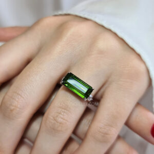 Natural Green Tourmaline & Diamond Ring - 18k Gold - Bella