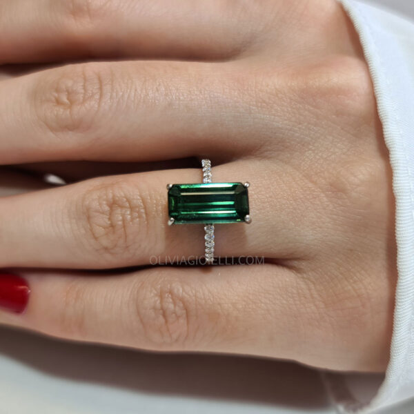 Real Green Tourmaline & Diamond Engagement Ring