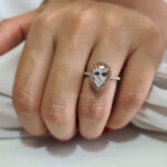 Pear Halo Moissanite Ring Gold Image