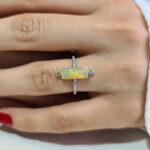 Opal & Diamond Ring in 18k Solid Gold Engagement Ring - Elis Image