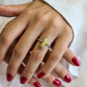 Opal & Diamond Ring in 18k Solid Gold Engagement Ring - Elis