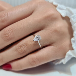 Pear Shaped Moissanite Engagement Ring - 18k Solid Gold Ring