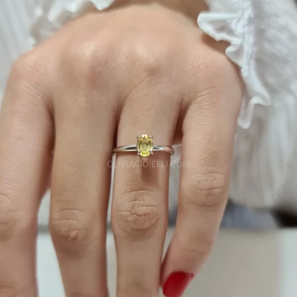 Natural Yellow Sapphire Engagement Ring crafted in 18k solid gold.