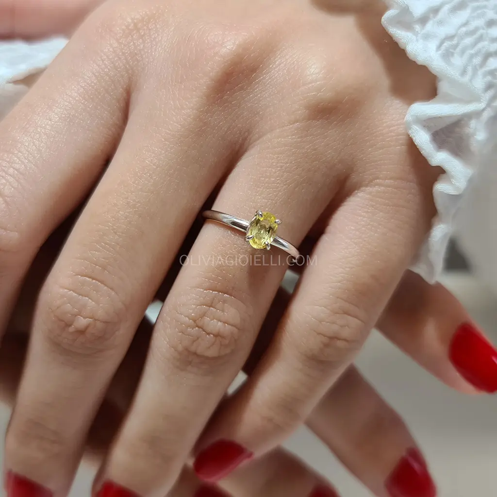 Natural Yellow Sapphire Engagement Ring crafted in 18k solid gold.
